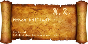 Mohos Kálmán névjegykártya